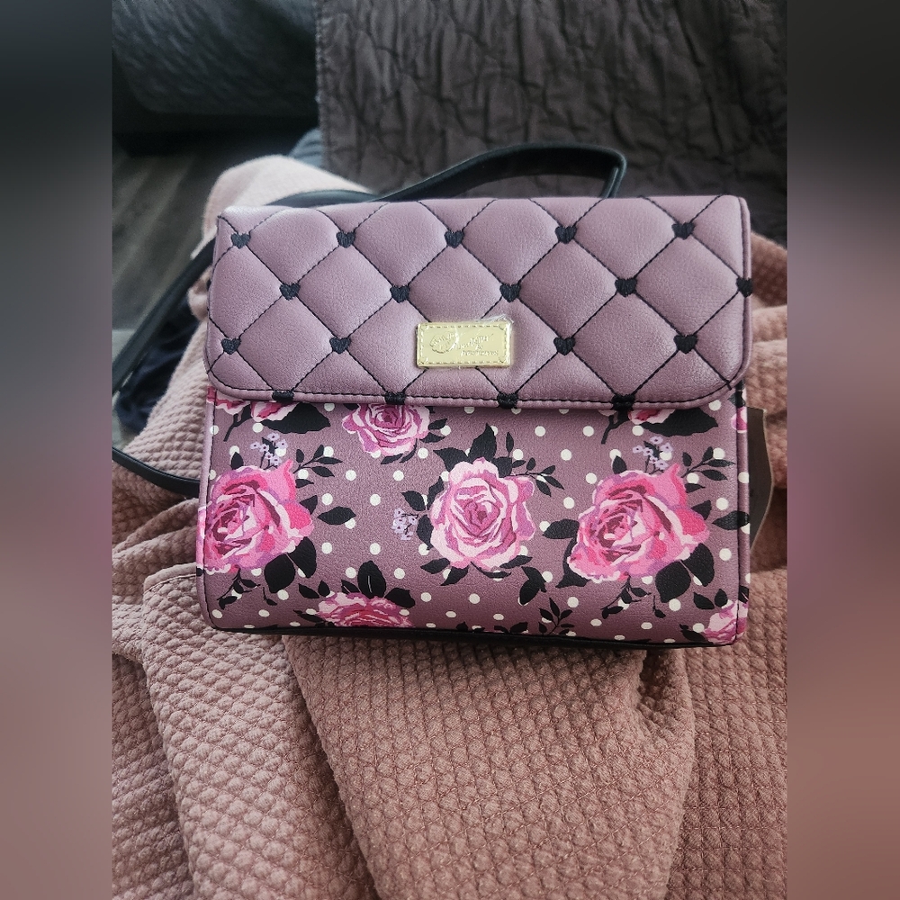 NWT Betsey Johnson Floral Quilted Women's HandBag - Purple and Pink